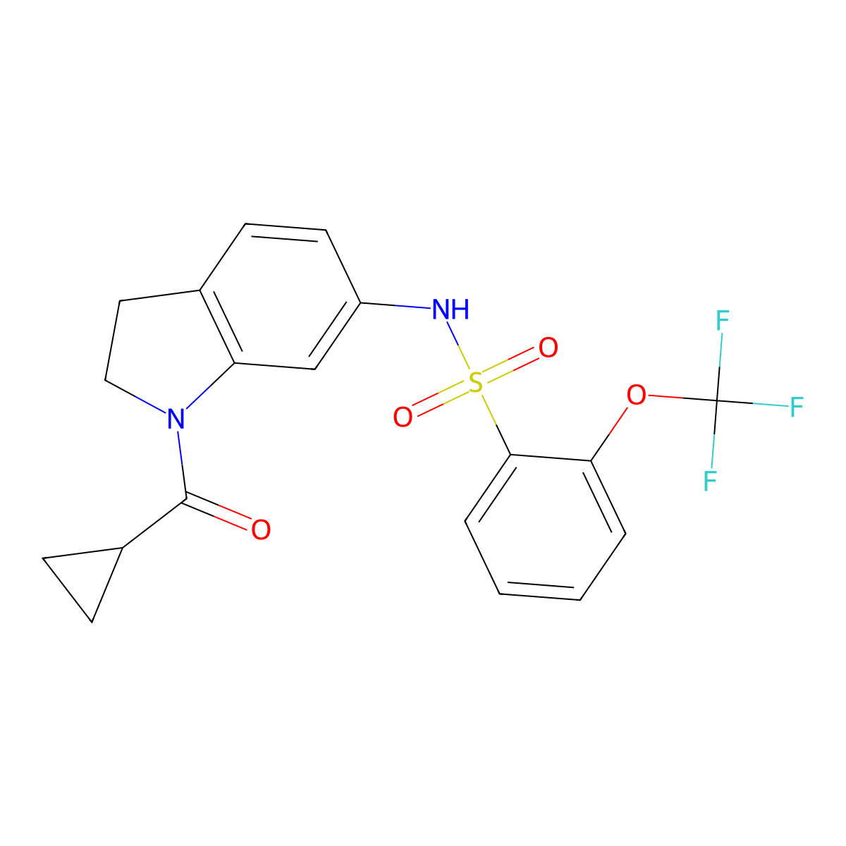 N-(1-(cyclopropanecarbonyl)indolin-6-yl)-2-(trifluoromethoxy)benzenesulfonamide molecular structure, CAS 1448051-81-7