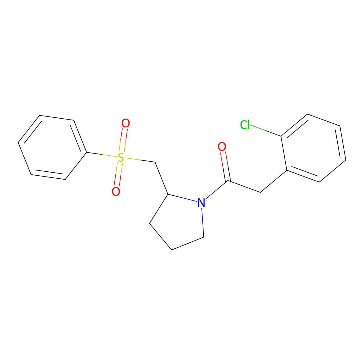 2-(2-Chlorophenyl)-1-(2-((phenylsulfonyl)methyl)pyrrolidin-1-yl)ethanone molecular structure, CAS 1448051-82-8