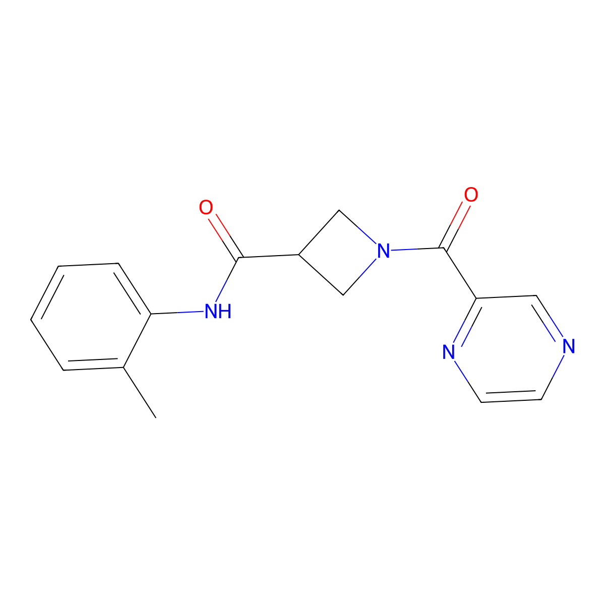 1-(pyrazine-2-carbonyl)-N-(o-tolyl)azetidine-3-carboxamide molecular structure, CAS 1448051-86-2
