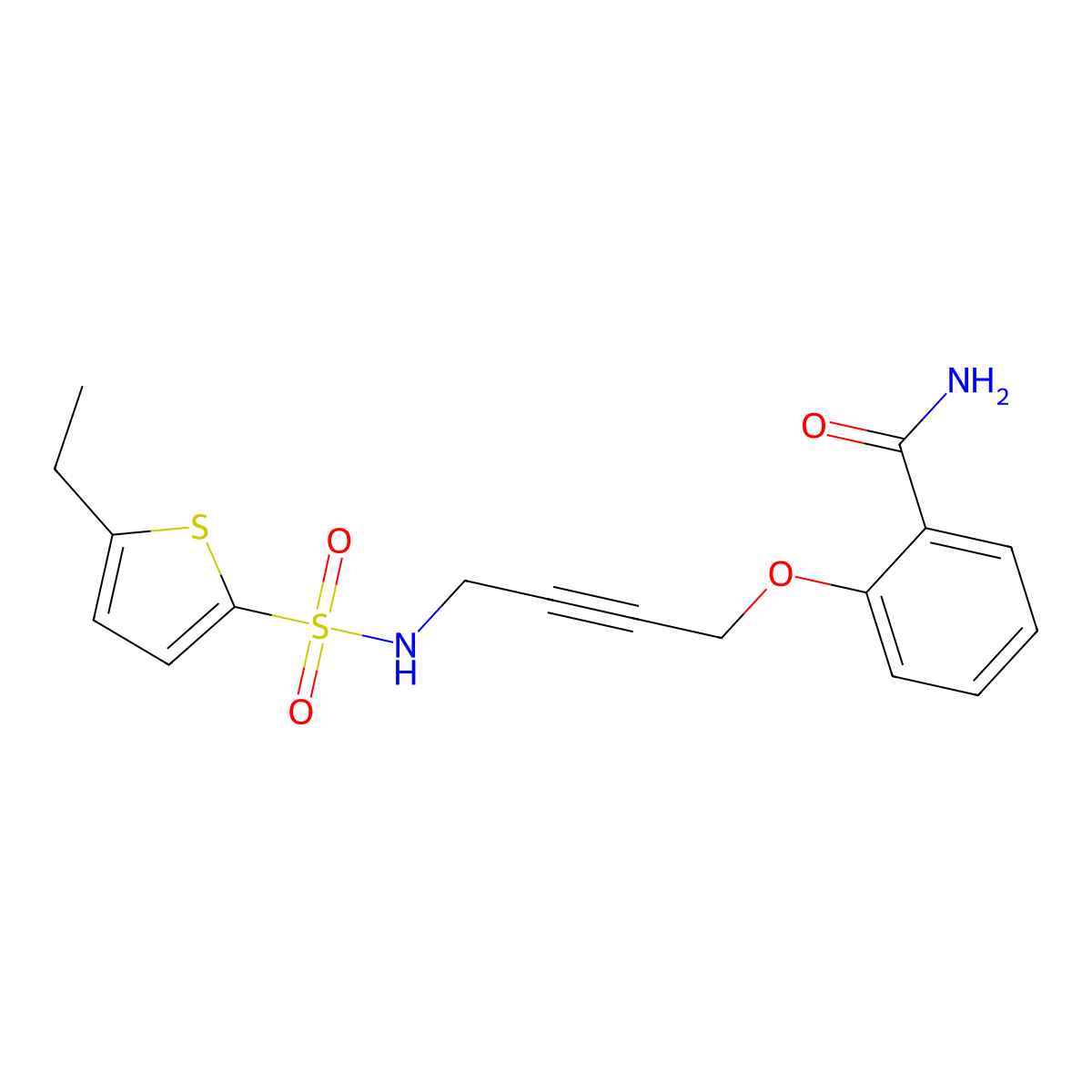 2-{[4-(5-Ethylthiophene-2-sulfonamido)but-2-YN-1-YL]oxy}benzamide molecular structure, CAS 1448051-93-1