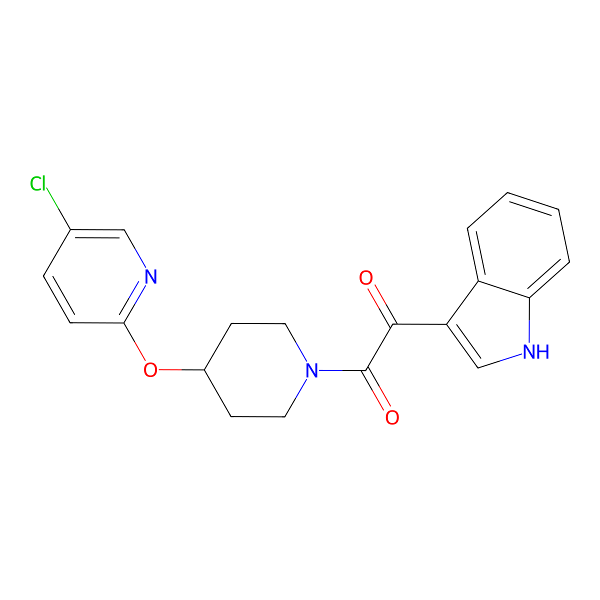 1-(4-((5-chloropyridin-2-yl)oxy)piperidin-1-yl)-2-(1H-indol-3-yl)ethane-1,2-dione molecular structure, CAS 1448051-94-2