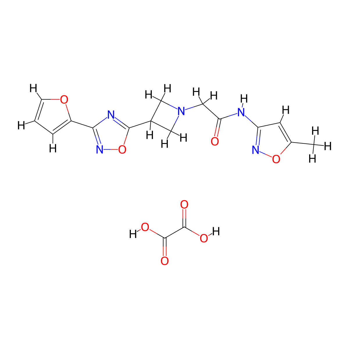 2-(3-(3-(furan-2-yl)-1,2,4-oxadiazol-5-yl)azetidin-1-yl)-N-(5-methylisoxazol-3-yl)acetamide oxalate molecular structure, CAS 1448051-96-4