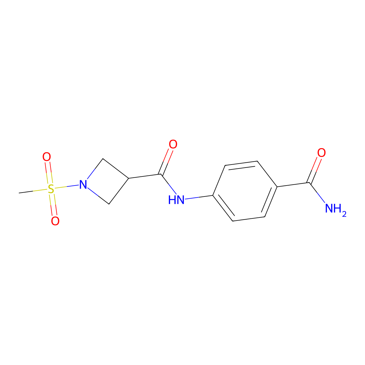 N-(4-carbamoylphenyl)-1-(methylsulfonyl)azetidine-3-carboxamide molecular structure, CAS 1448051-99-7