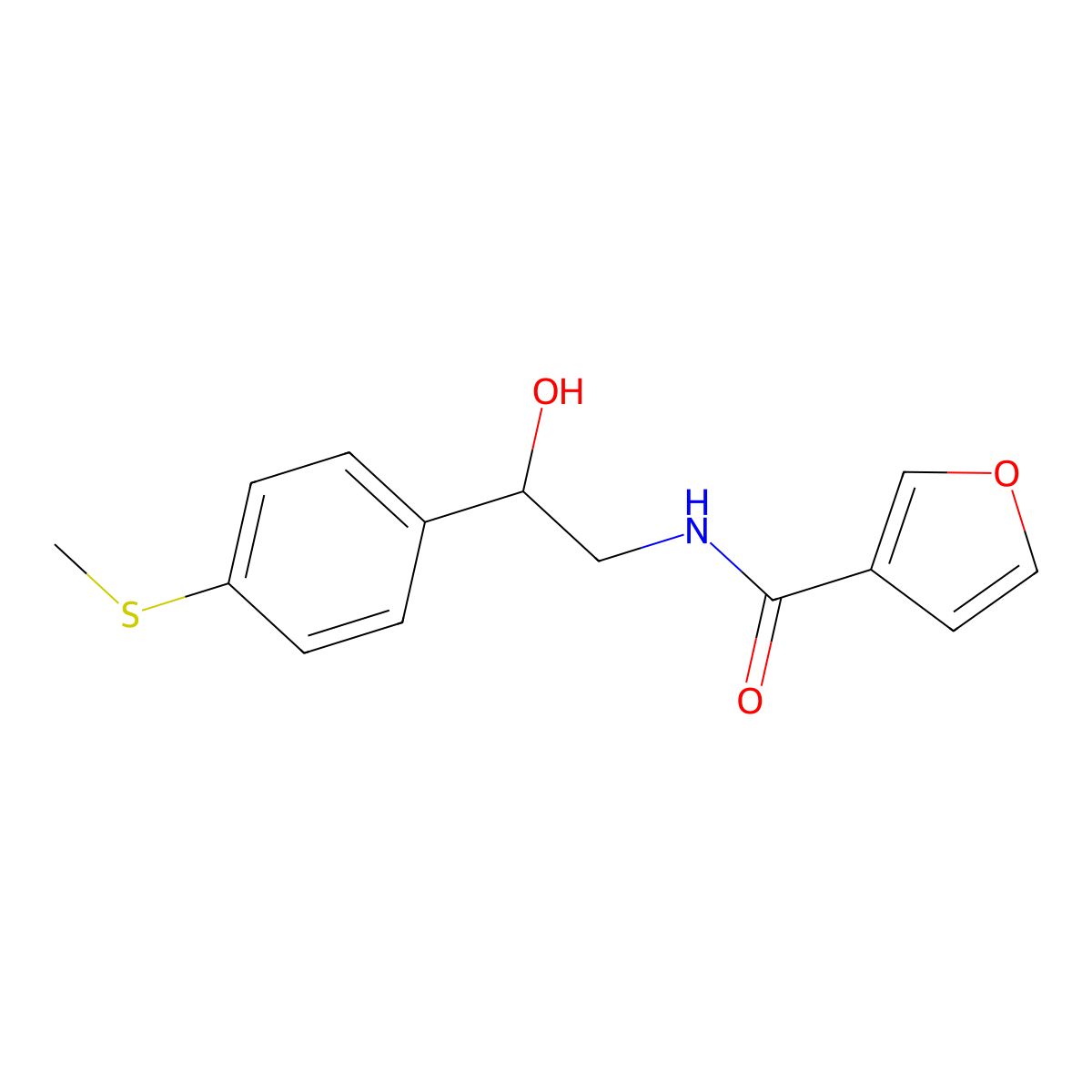 N-(2-hydroxy-2-(4-(methylthio)phenyl)ethyl)furan-3-carboxamide molecular structure, CAS 1448052-00-3