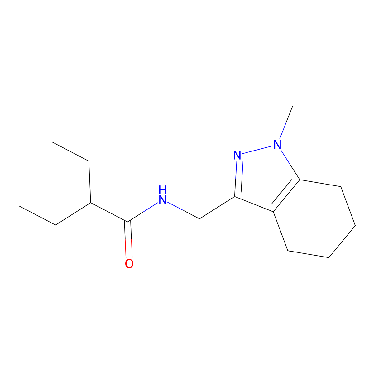 2-ethyl-N-[(1-methyl-4,5,6,7-tetrahydro-1H-indazol-3-yl)methyl]butanamide molecular structure, CAS 1448052-01-4