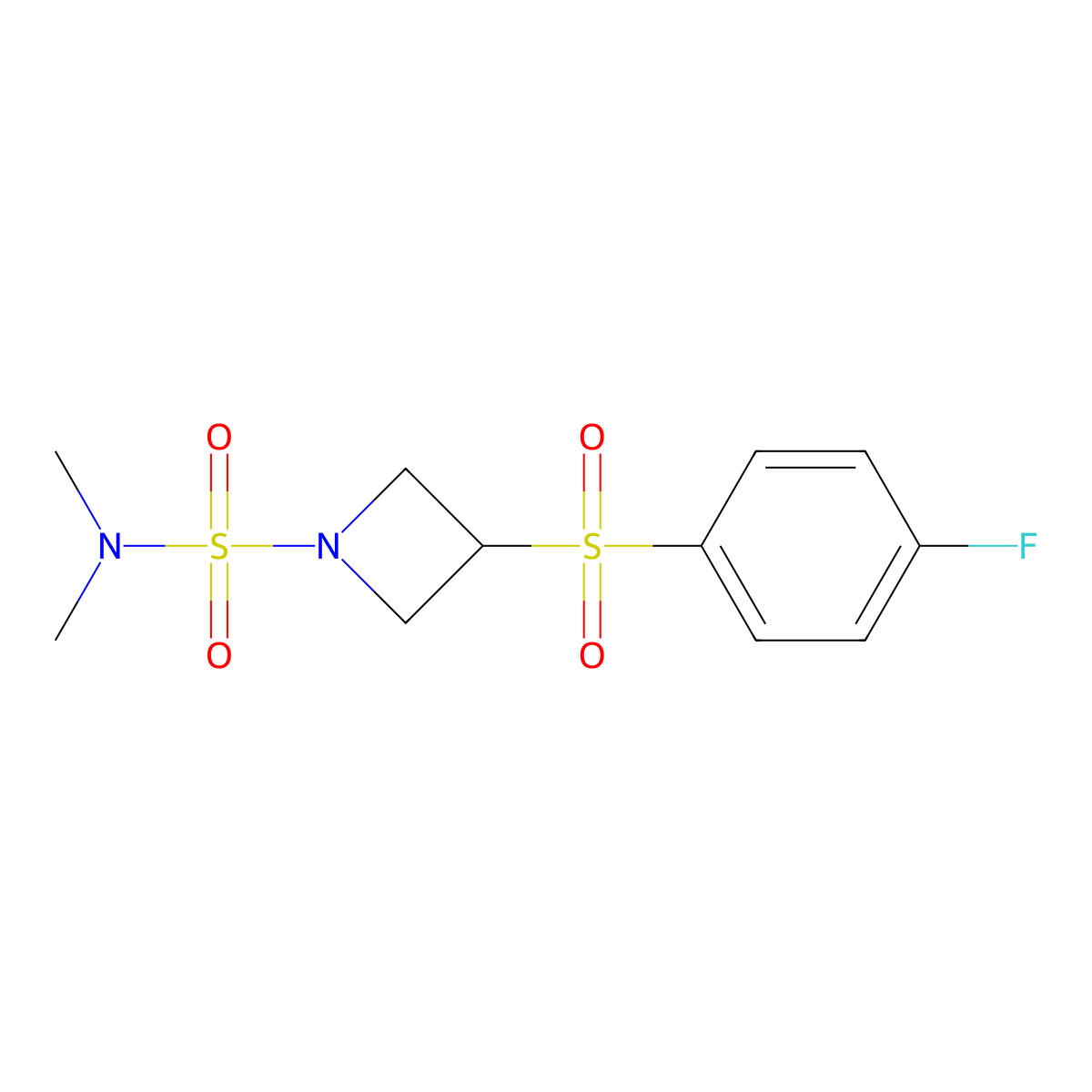 3-((4-fluorophenyl)sulfonyl)-N,N-dimethylazetidine-1-sulfonamide molecular structure, CAS 1448052-05-8