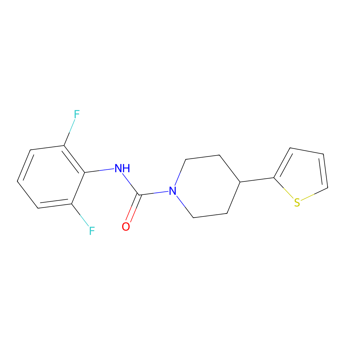 N-(2,6-difluorophenyl)-4-(thiophen-2-yl)piperidine-1-carboxamide molecular structure, CAS 1448052-06-9
