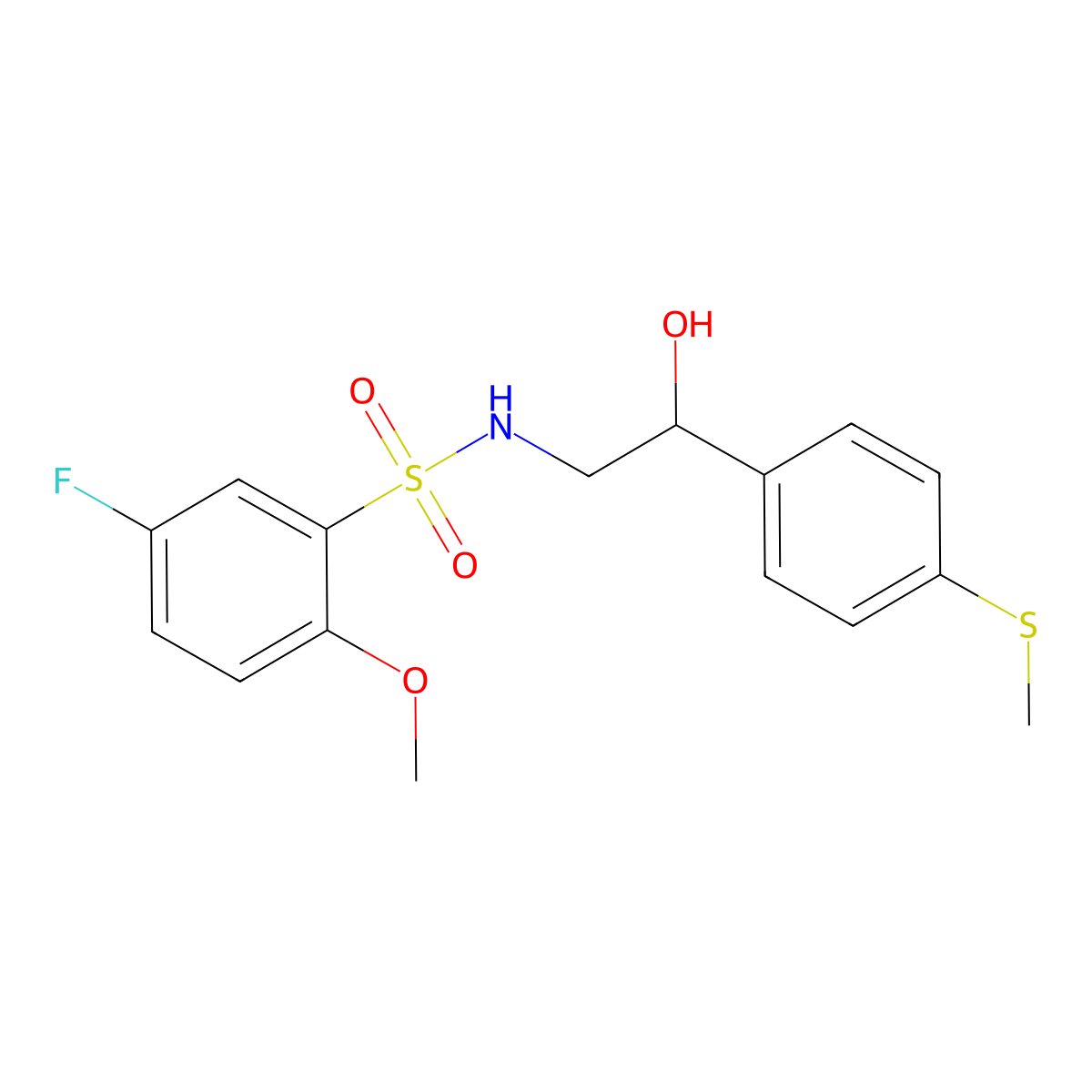 5-fluoro-N-(2-hydroxy-2-(4-(methylthio)phenyl)ethyl)-2-methoxybenzenesulfonamide molecular structure, CAS 1448052-09-2