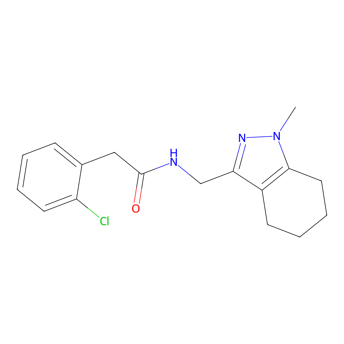 2-(2-chlorophenyl)-N-[(1-methyl-4,5,6,7-tetrahydro-1H-indazol-3-yl)methyl]acetamide molecular structure, CAS 1448052-11-6