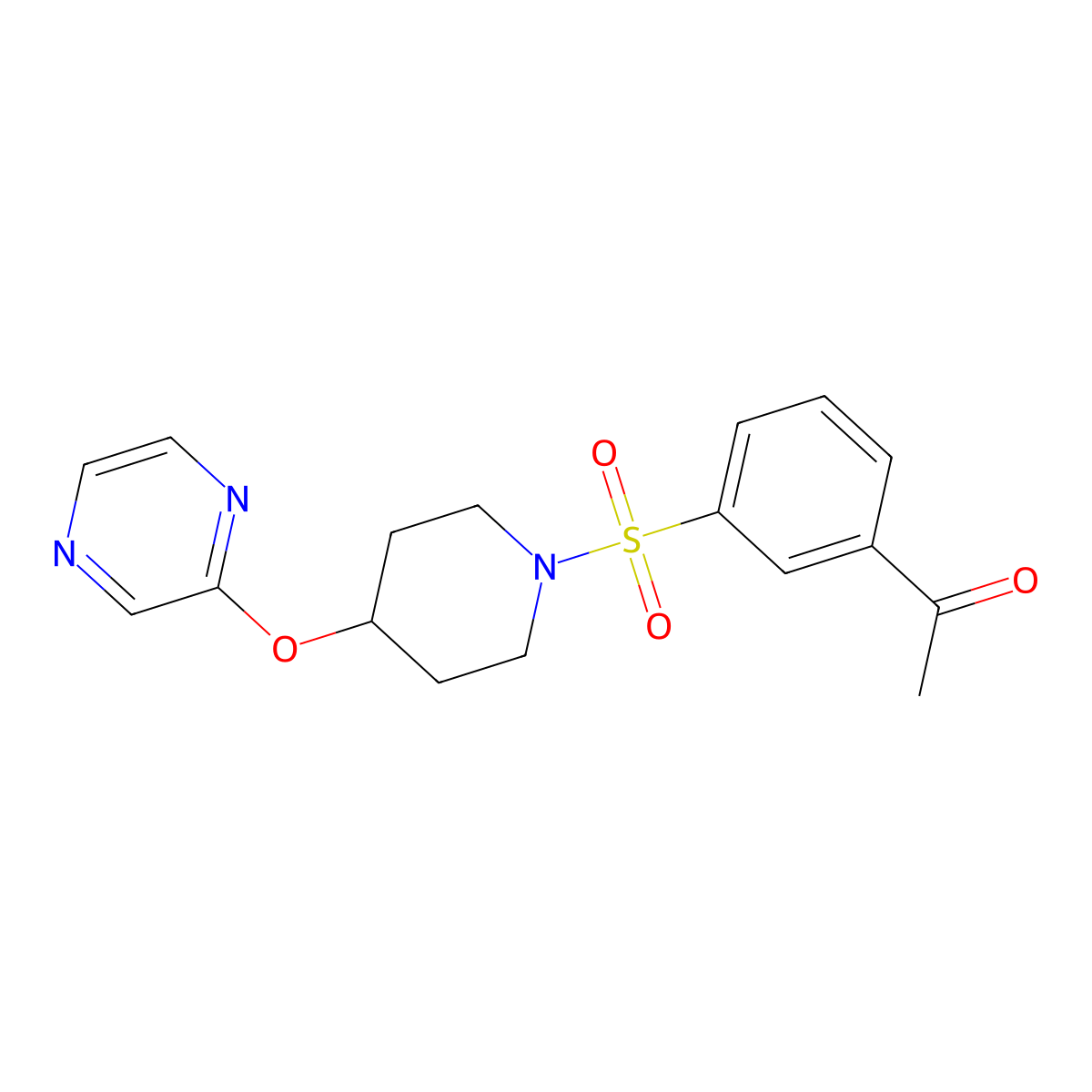 1-(3-((4-(Pyrazin-2-yloxy)piperidin-1-yl)sulfonyl)phenyl)ethanone molecular structure, CAS 1448052-14-9