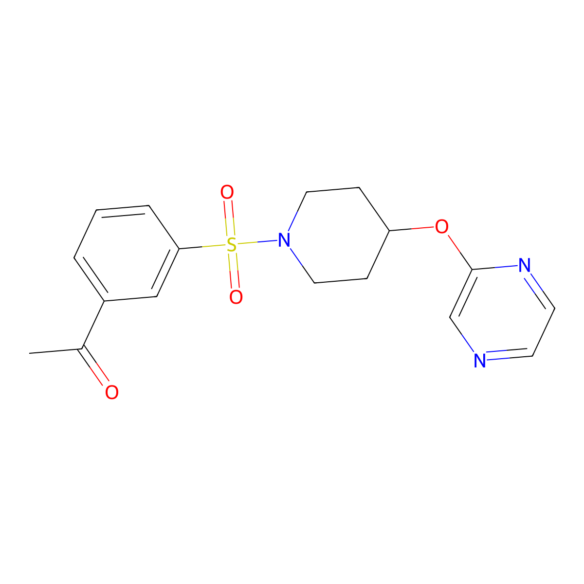 1-(3-((4-(Pyrazin-2-yloxy)piperidin-1-yl)sulfonyl)phenyl)ethanone molecular structure, CAS 1448052-14-9