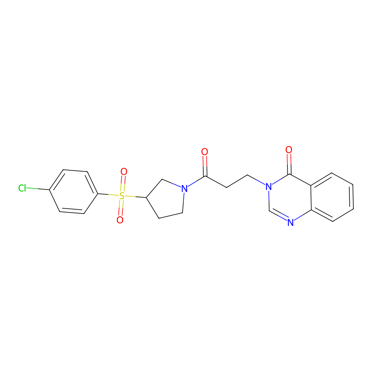 3-(3-(3-((4-chlorophenyl)sulfonyl)pyrrolidin-1-yl)-3-oxopropyl)quinazolin-4(3H)-one molecular structure, CAS 1448052-15-0