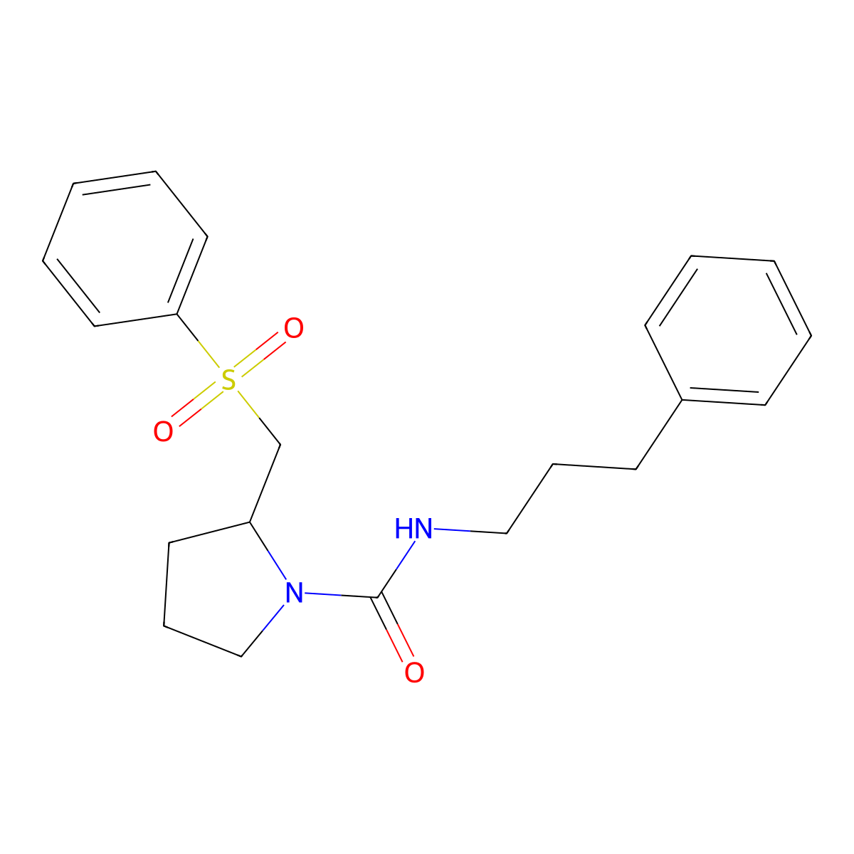 N-(3-phenylpropyl)-2-((phenylsulfonyl)methyl)pyrrolidine-1-carboxamide molecular structure, CAS 1448052-25-2