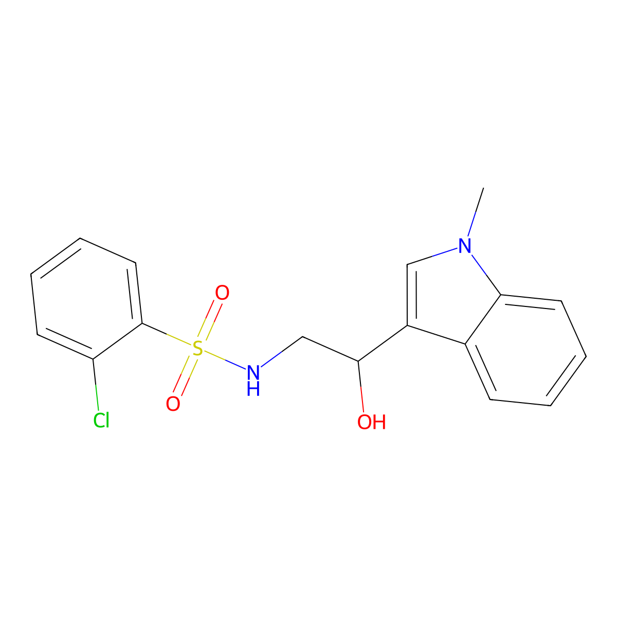 2-chloro-N-(2-hydroxy-2-(1-methyl-1H-indol-3-yl)ethyl)benzenesulfonamide molecular structure, CAS 1448052-33-2