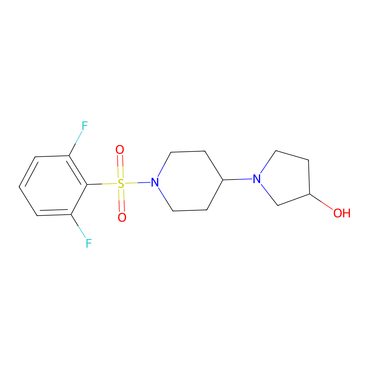 1-(1-((2,6-Difluorophenyl)sulfonyl)piperidin-4-yl)pyrrolidin-3-ol molecular structure, CAS 1448052-38-7