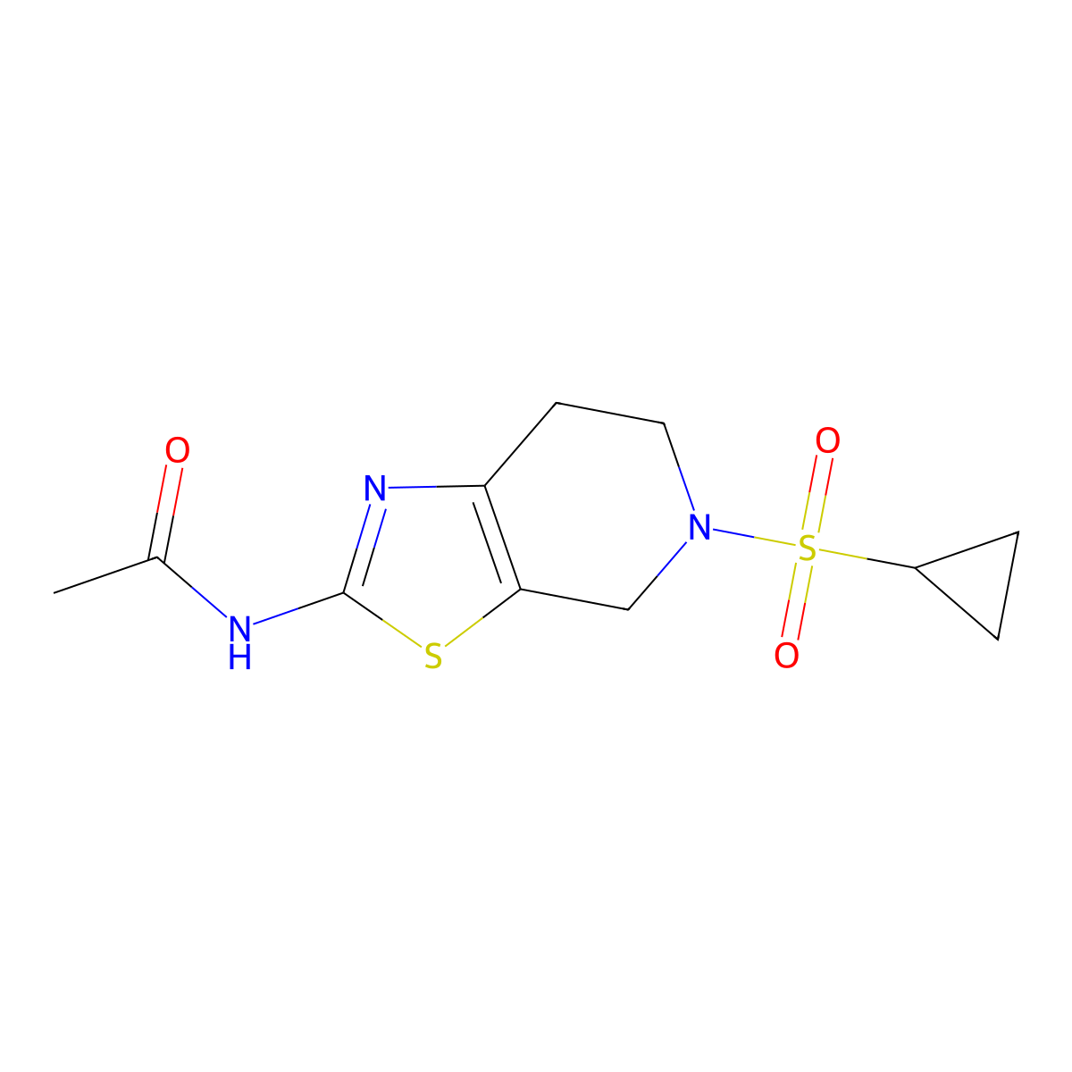 N-(5-(cyclopropylsulfonyl)-4,5,6,7-tetrahydrothiazolo[5,4-c]pyridin-2-yl)acetamide molecular structure, CAS 1448052-39-8