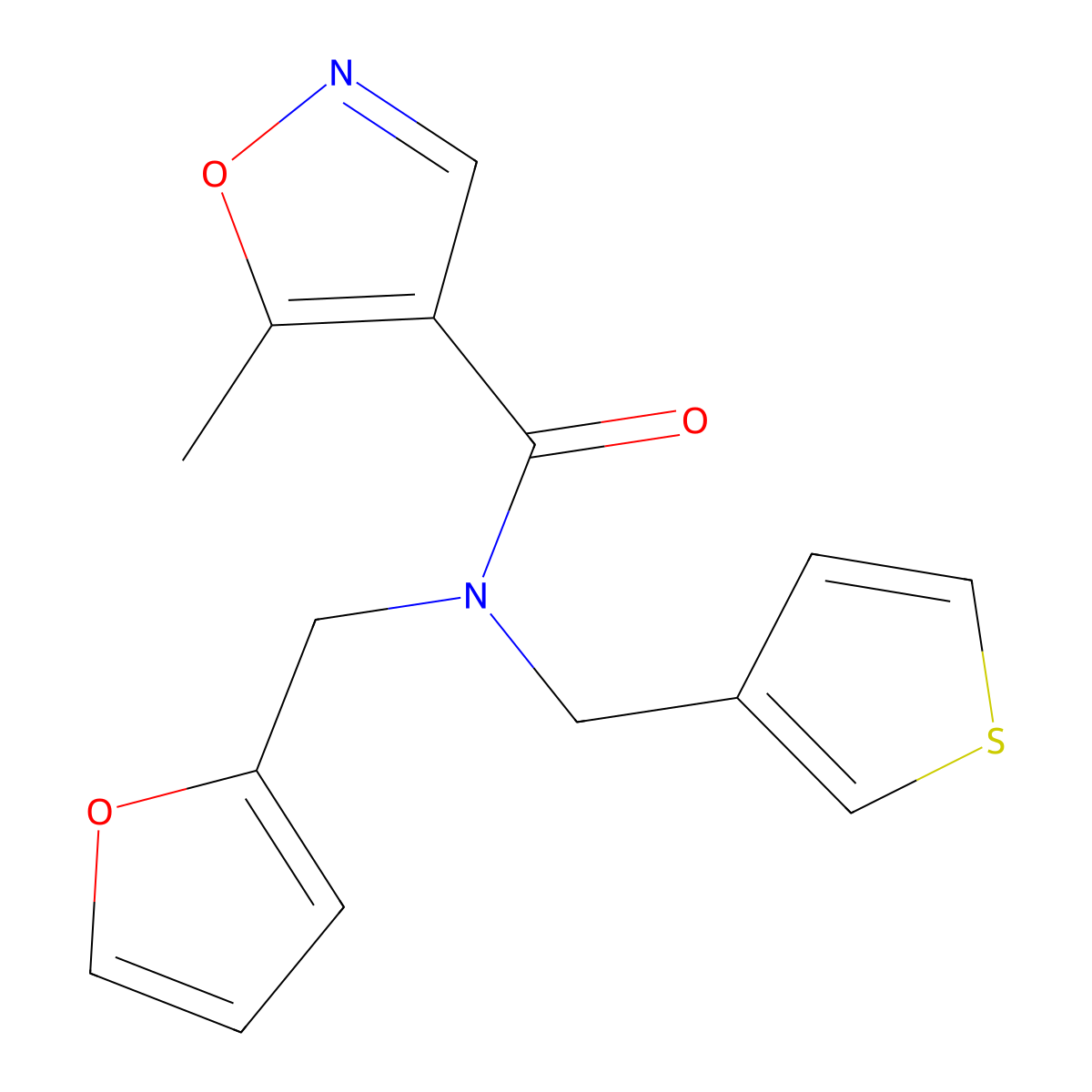 N-(furan-2-ylmethyl)-5-methyl-N-(thiophen-3-ylmethyl)isoxazole-4-carboxamide molecular structure, CAS 1448052-40-1