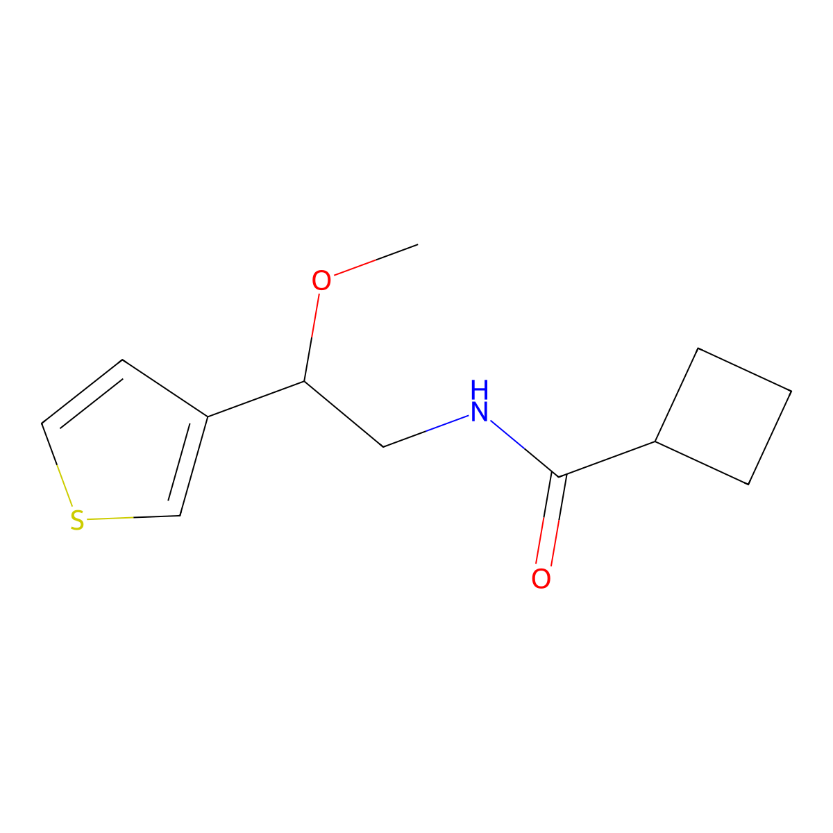 N-(2-methoxy-2-(thiophen-3-yl)ethyl)cyclobutanecarboxamide molecular structure, CAS 1448052-45-6