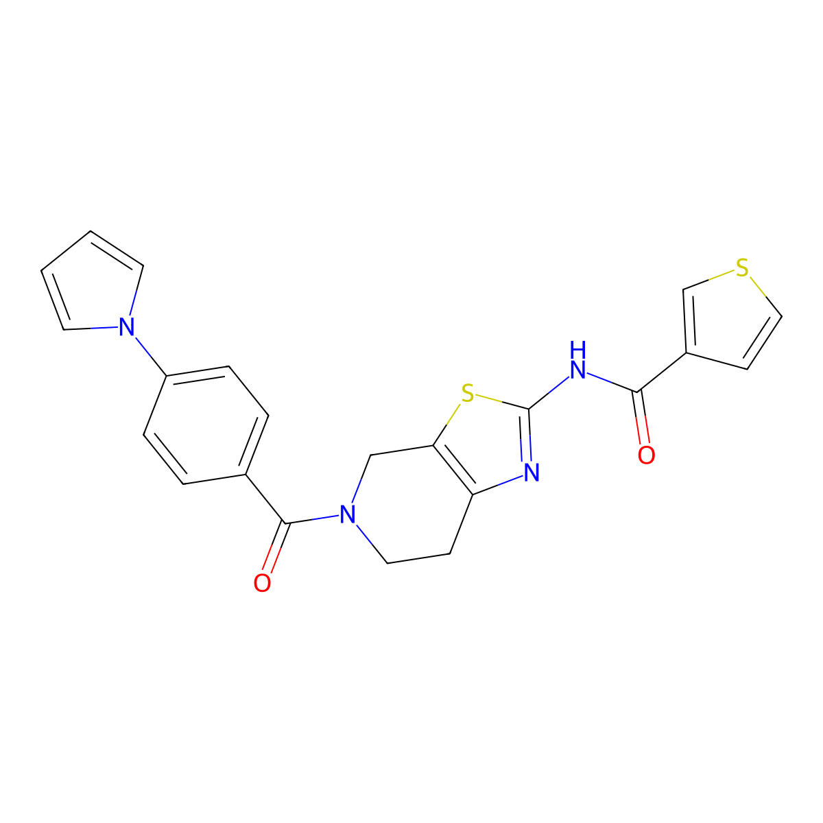 N-(5-(4-(1H-pyrrol-1-yl)benzoyl)-4,5,6,7-tetrahydrothiazolo[5,4-c]pyridin-2-yl)thiophene-3-carboxamide molecular structure, CAS 1448052-48-9