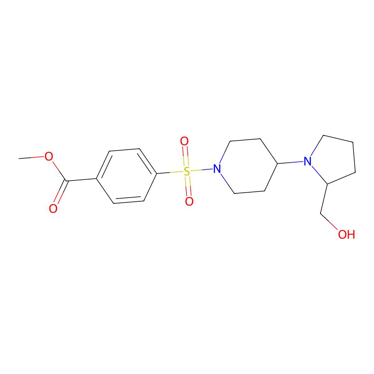 Methyl 4-((4-(2-(hydroxymethyl)pyrrolidin-1-yl)piperidin-1-yl)sulfonyl)benzoate molecular structure, CAS 1448052-52-5