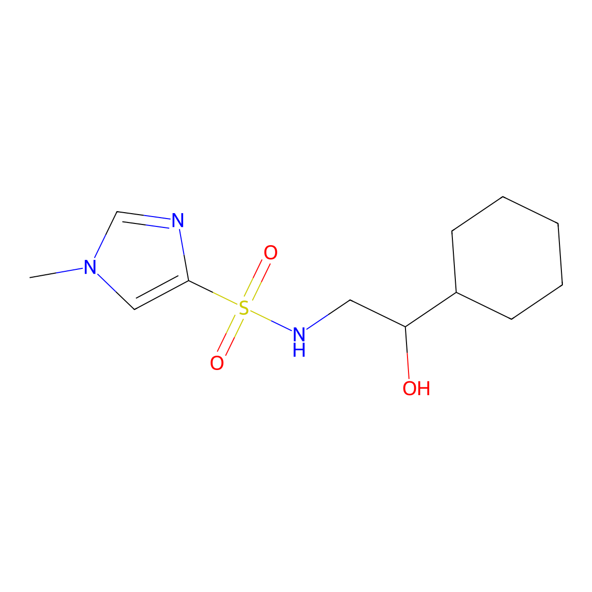 N-(2-cyclohexyl-2-hydroxyethyl)-1-methyl-1H-imidazole-4-sulfonamide molecular structure, CAS 1448052-54-7