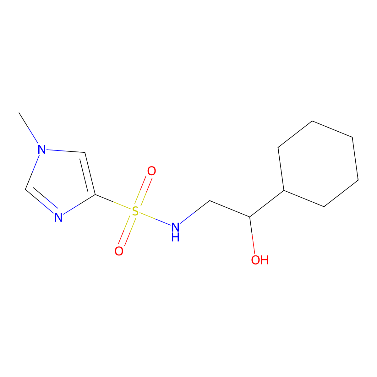 N-(2-cyclohexyl-2-hydroxyethyl)-1-methyl-1H-imidazole-4-sulfonamide molecular structure, CAS 1448052-54-7