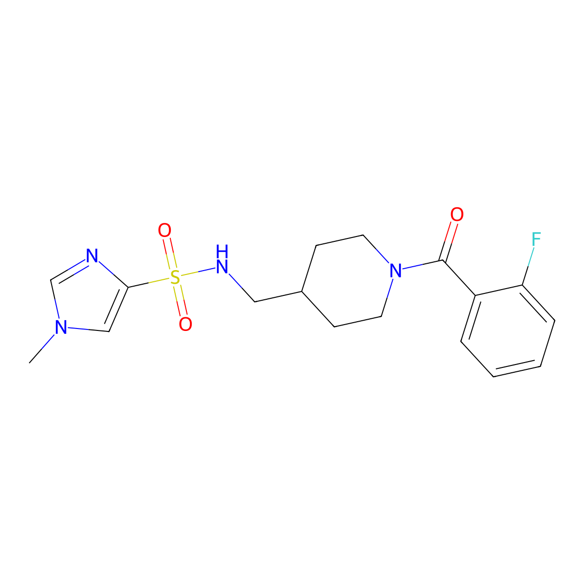 N-{[1-(2-fluorobenzoyl)piperidin-4-yl]methyl}-1-methyl-1H-imidazole-4-sulfonamide molecular structure, CAS 1448052-62-7