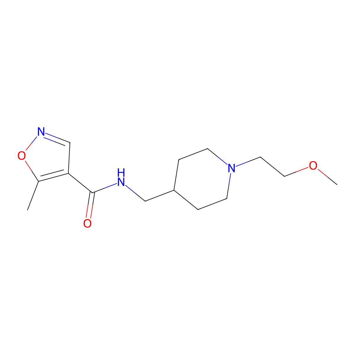N-((1-(2-methoxyethyl)piperidin-4-yl)methyl)-5-methylisoxazole-4-carboxamide molecular structure, CAS 1448052-66-1