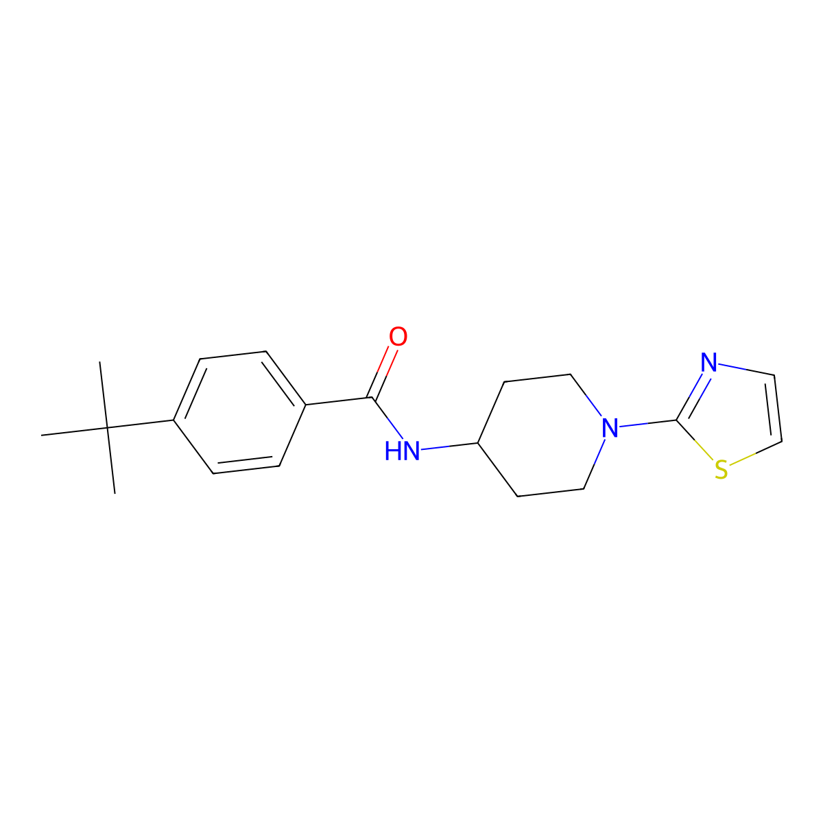 4-(tert-butyl)-N-(1-(thiazol-2-yl)piperidin-4-yl)benzamide molecular structure, CAS 1448052-68-3