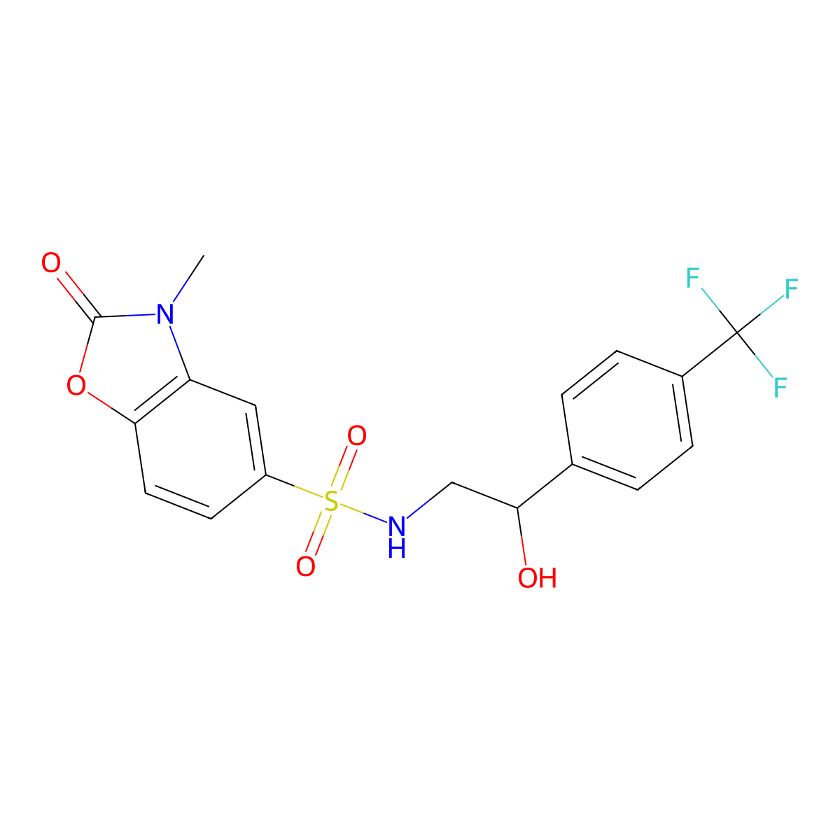 N-(2-hydroxy-2-(4-(trifluoromethyl)phenyl)ethyl)-3-methyl-2-oxo-2,3-dihydrobenzo[d]oxazole-5-sulfonamide molecular structure, CAS 1448052-70-7
