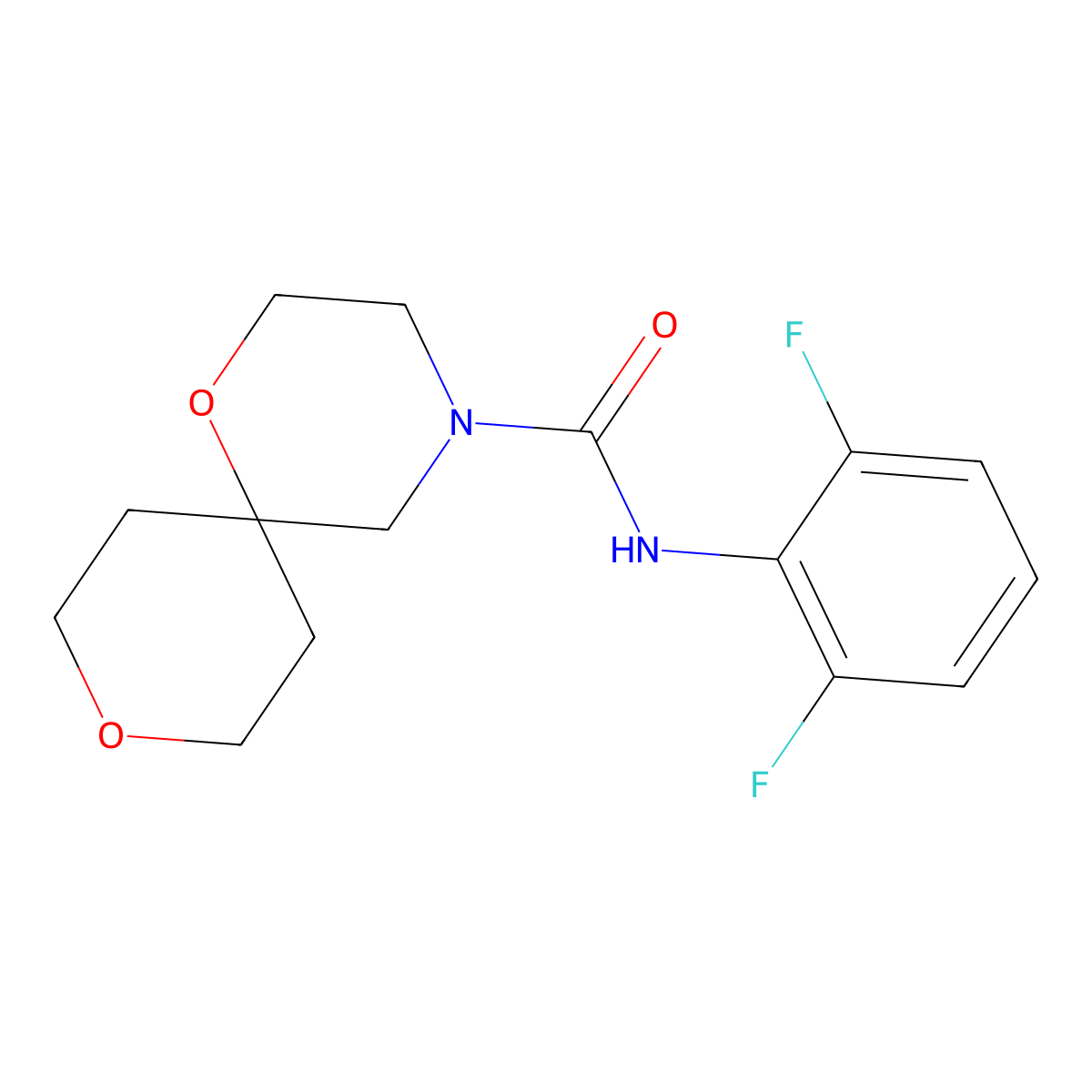 N-(2,6-difluorophenyl)-1,9-dioxa-4-azaspiro[5.5]undecane-4-carboxamide molecular structure, CAS 1448052-72-9
