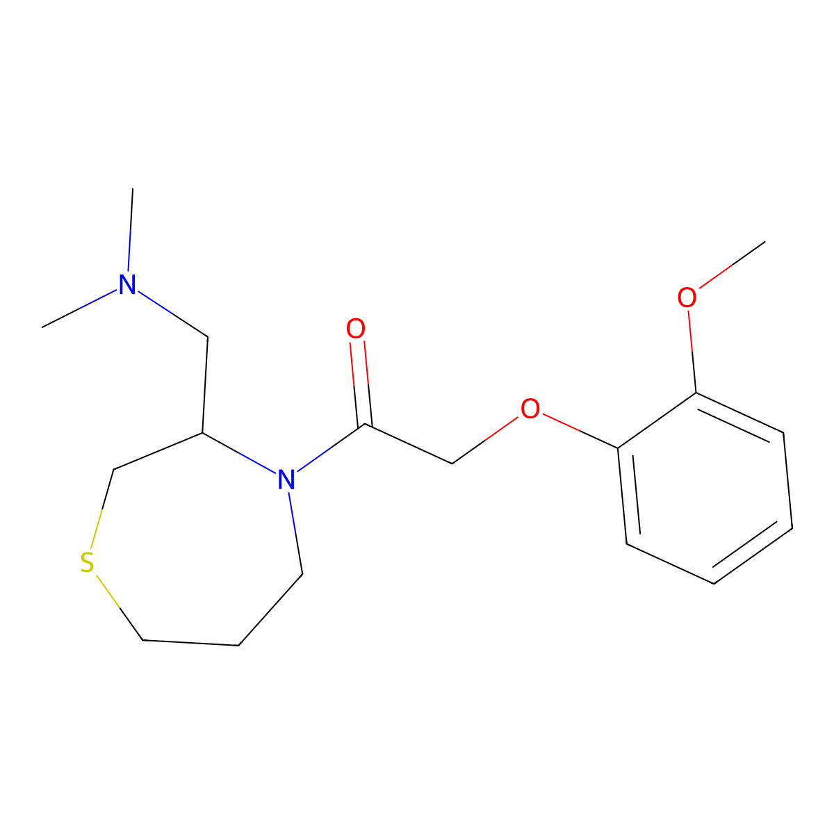 1-(3-((Dimethylamino)methyl)-1,4-thiazepan-4-yl)-2-(2-methoxyphenoxy)ethanone molecular structure, CAS 1448052-78-5