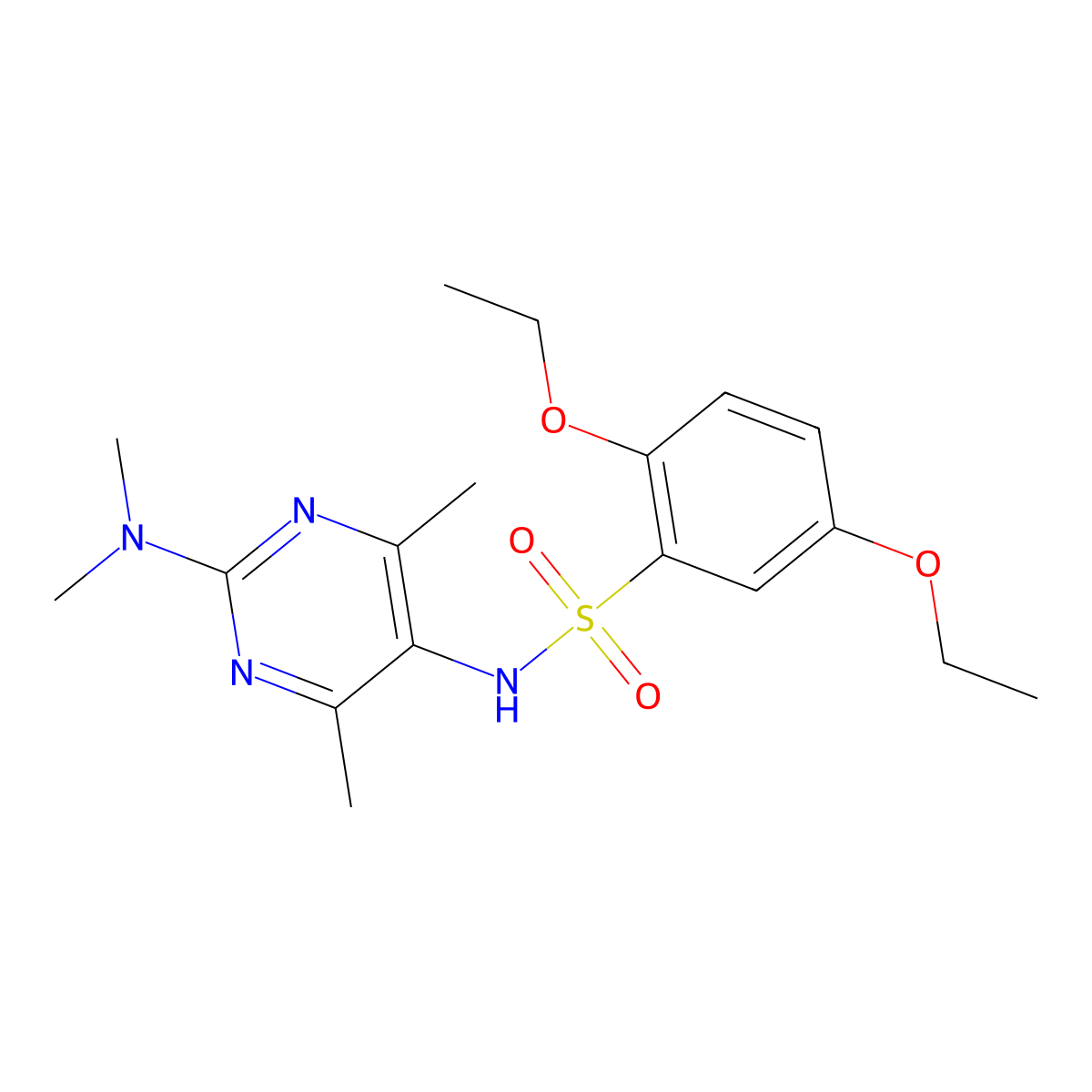 N-(2-(dimethylamino)-4,6-dimethylpyrimidin-5-yl)-2,5-diethoxybenzenesulfonamide molecular structure, CAS 1448052-79-6