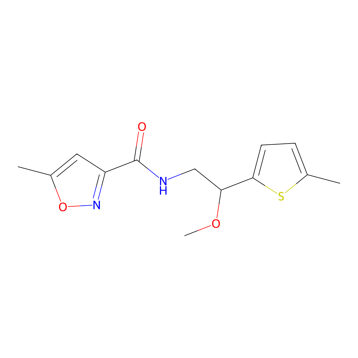 N-(2-methoxy-2-(5-methylthiophen-2-yl)ethyl)-5-methylisoxazole-3-carboxamide molecular structure, CAS 1448052-80-9