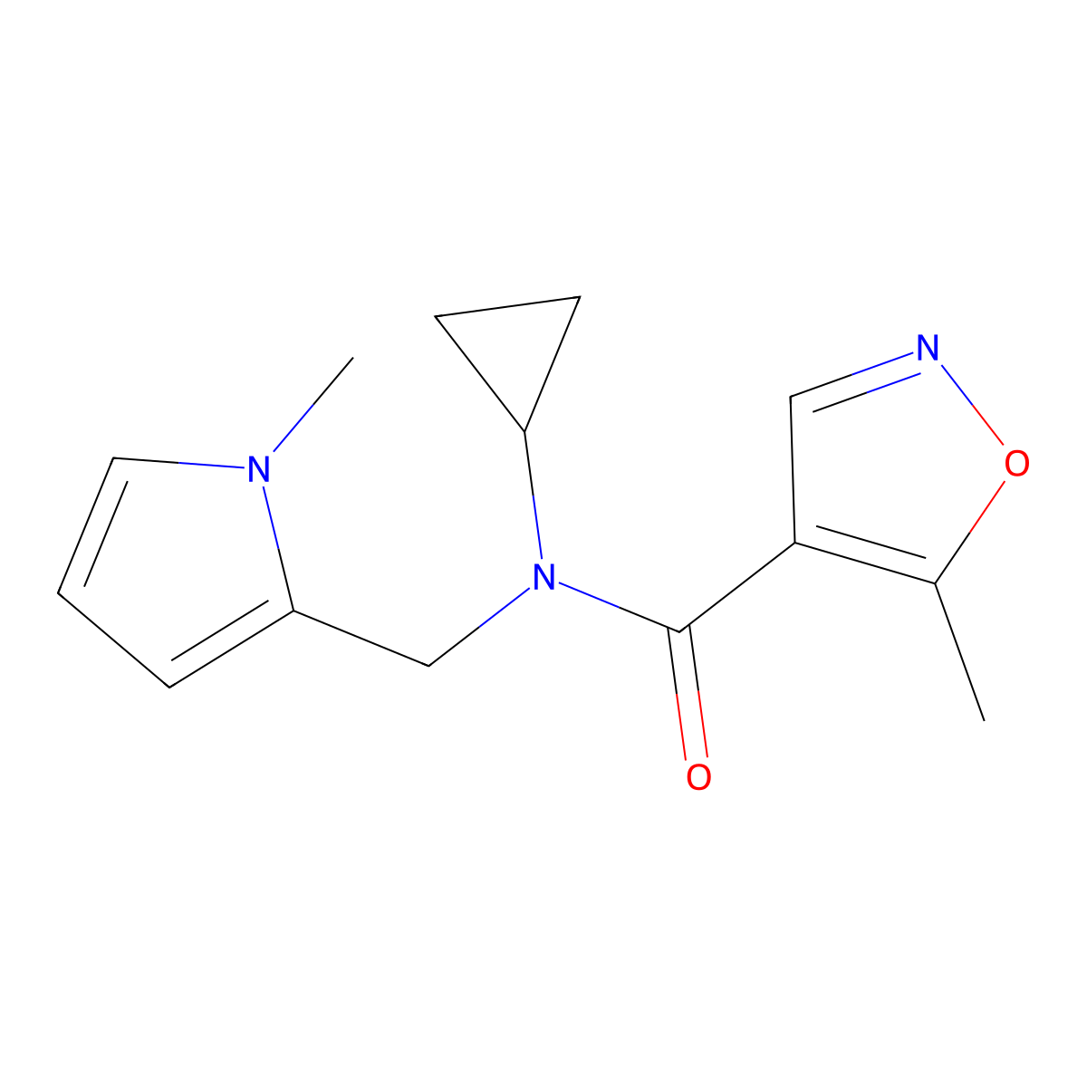 N-cyclopropyl-5-methyl-N-((1-methyl-1H-pyrrol-2-yl)methyl)isoxazole-4-carboxamide molecular structure, CAS 1448052-81-0