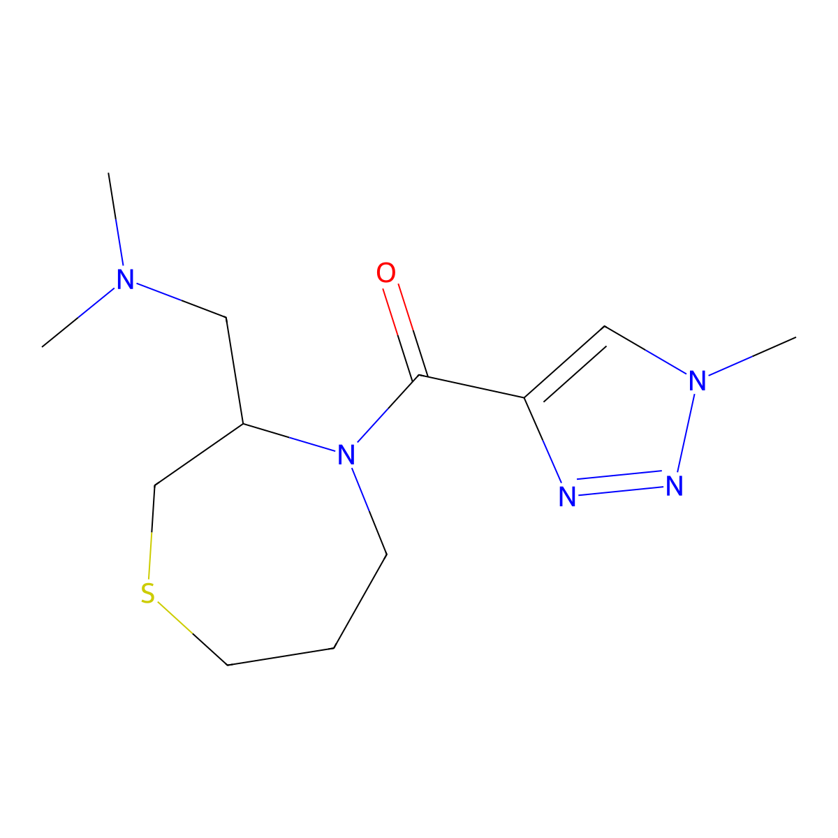 (3-((dimethylamino)methyl)-1,4-thiazepan-4-yl)(1-methyl-1H-1,2,3-triazol-4-yl)methanone molecular structure, CAS 1448052-82-1