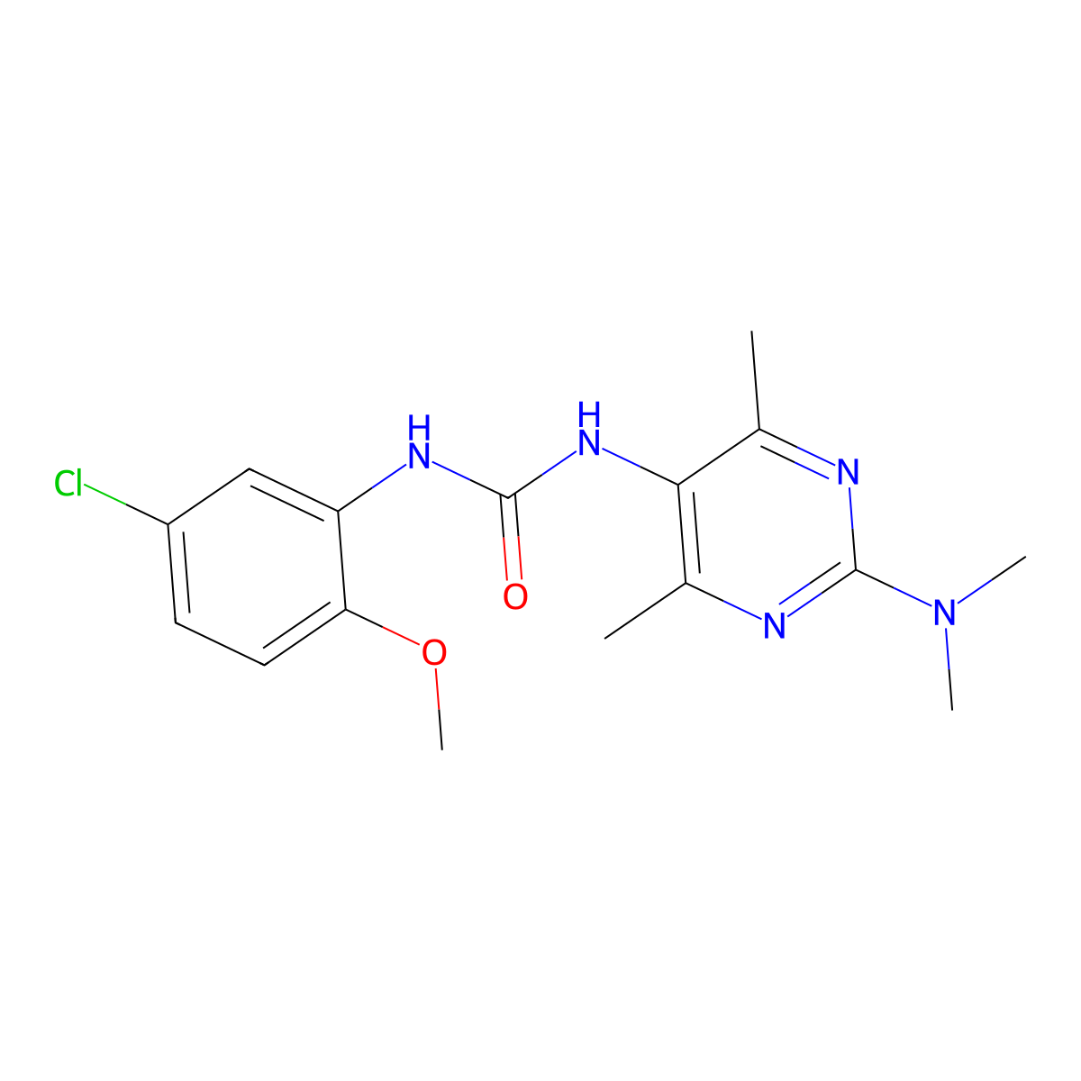 1-(5-Chloro-2-methoxyphenyl)-3-[2-(dimethylamino)-4,6-dimethylpyrimidin-5-YL]urea molecular structure, CAS 1448052-87-6