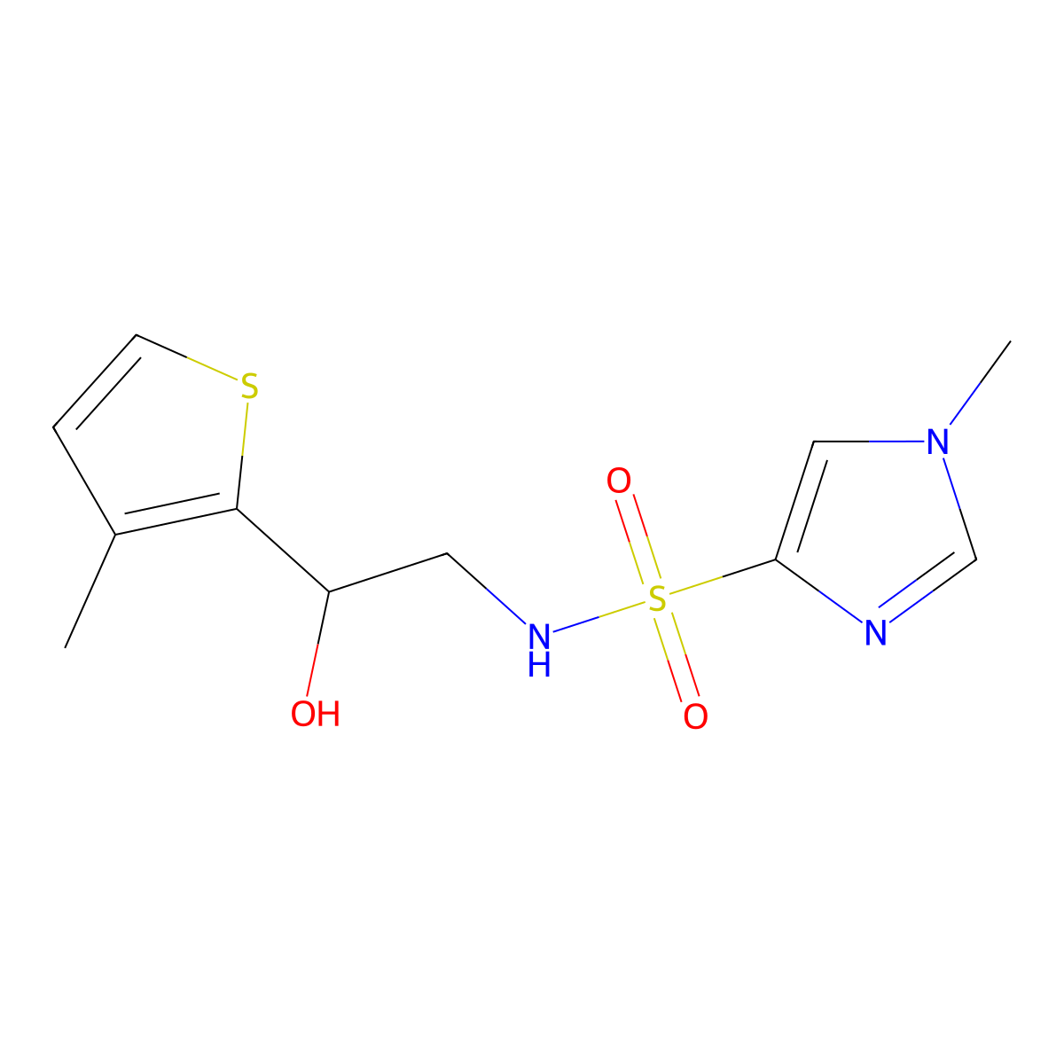N-[2-hydroxy-2-(3-methylthiophen-2-yl)ethyl]-1-methyl-1H-imidazole-4-sulfonamide molecular structure, CAS 1448052-90-1