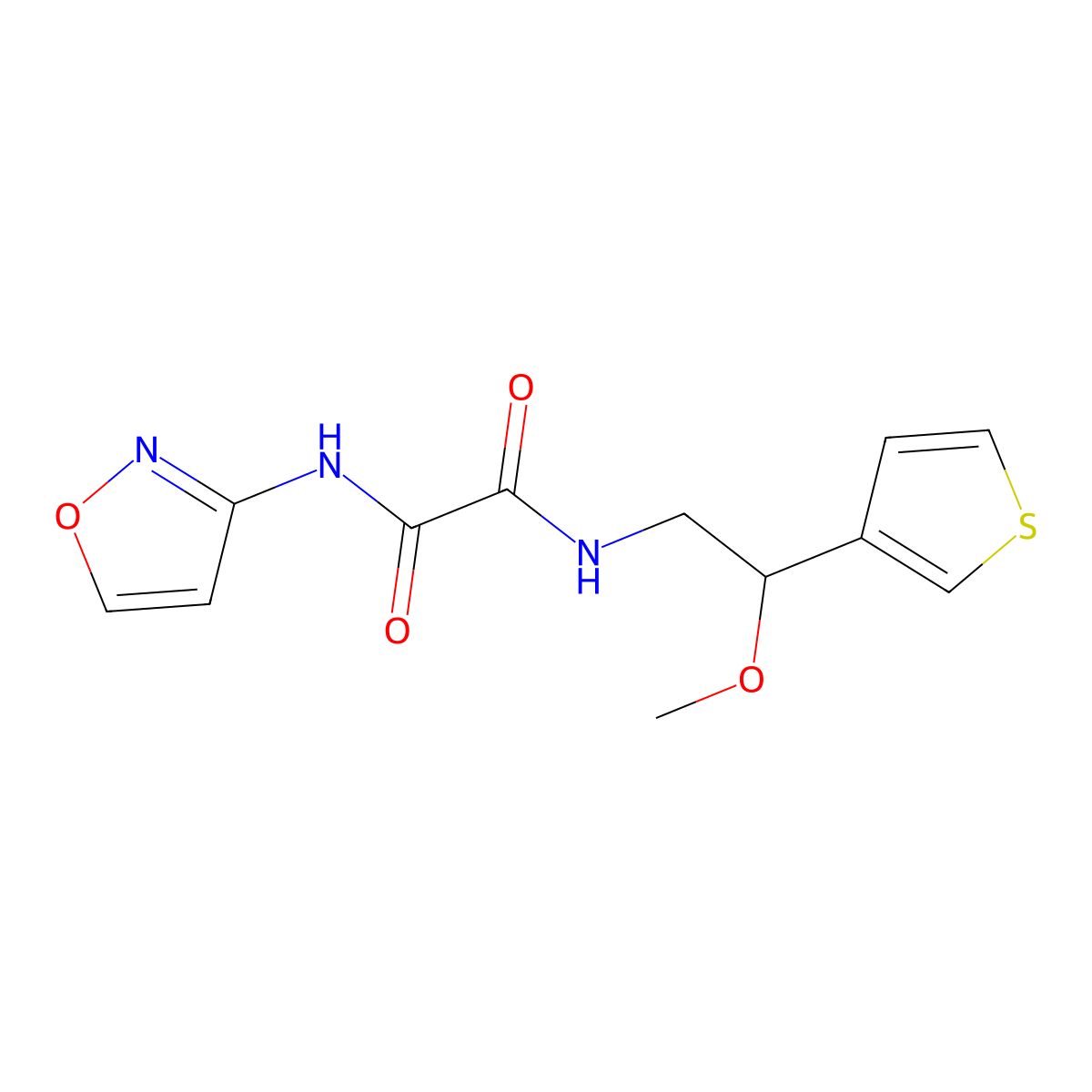 N1-(isoxazol-3-yl)-N2-(2-methoxy-2-(thiophen-3-yl)ethyl)oxalamide molecular structure, CAS 1448052-93-4