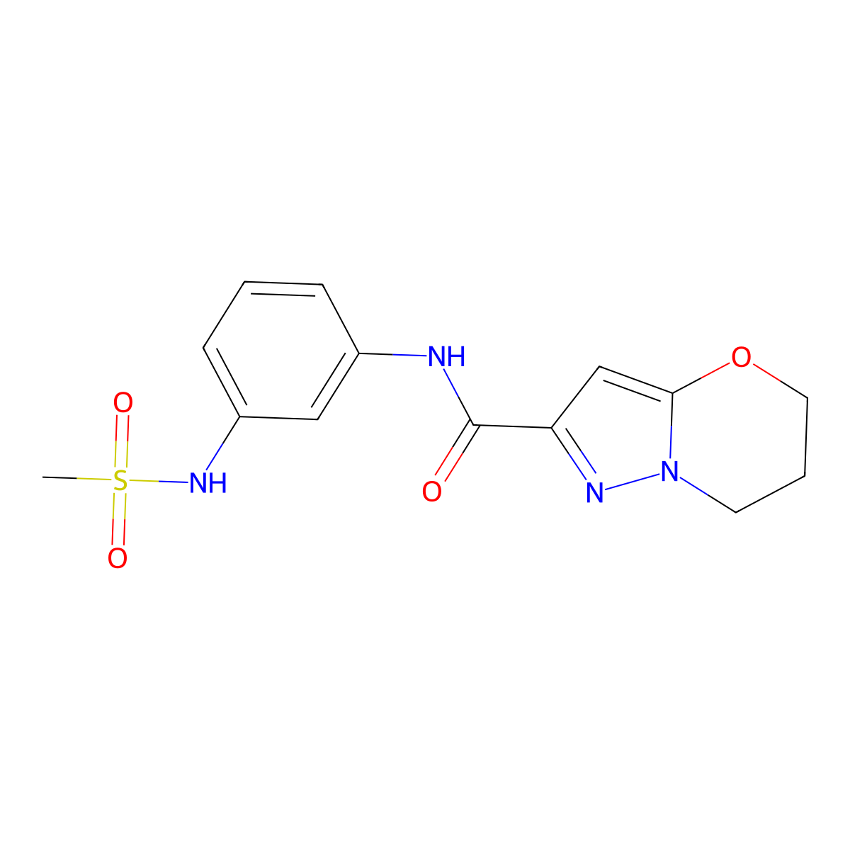 N-(3-(methylsulfonamido)phenyl)-6,7-dihydro-5H-pyrazolo[5,1-b][1,3]oxazine-2-carboxamide molecular structure, CAS 1448052-96-7