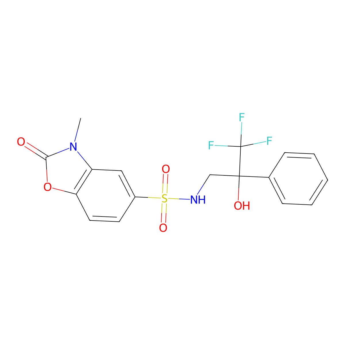 3-methyl-2-oxo-N-(3,3,3-trifluoro-2-hydroxy-2-phenylpropyl)-2,3-dihydrobenzo[d]oxazole-5-sulfonamide molecular structure, CAS 1448052-99-0