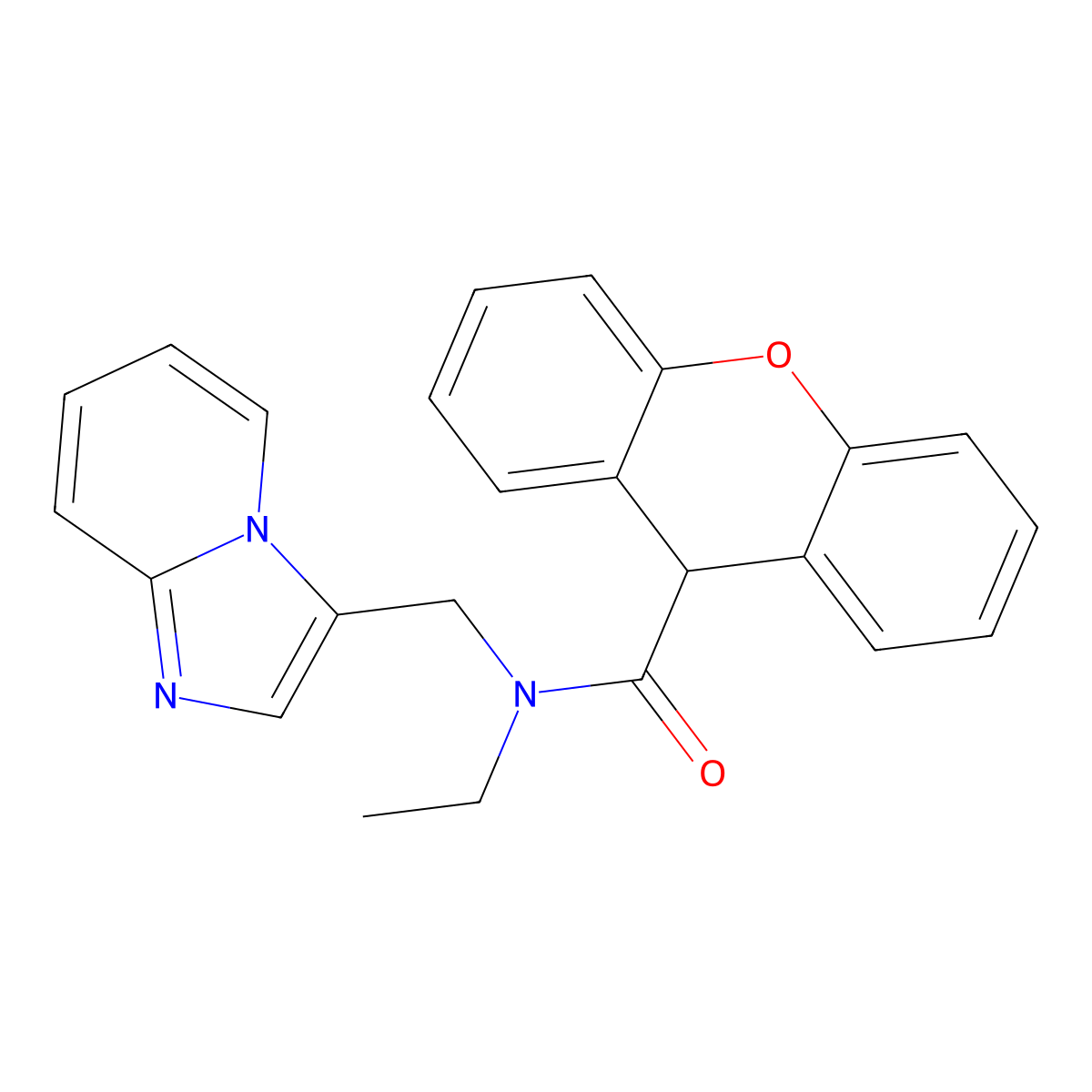 N-ethyl-N-(imidazo[1,2-a]pyridin-3-ylmethyl)-9H-xanthene-9-carboxamide molecular structure, CAS 1448053-04-0