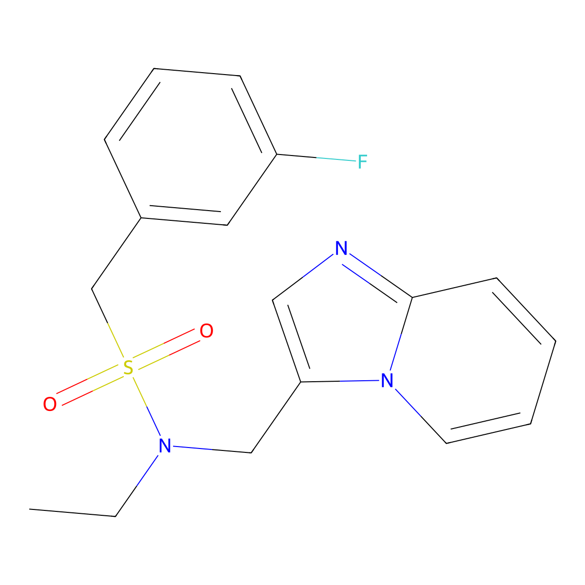 N-ethyl-1-(3-fluorophenyl)-N-(imidazo[1,2-a]pyridin-3-ylmethyl)methanesulfonamide molecular structure, CAS 1448053-11-9