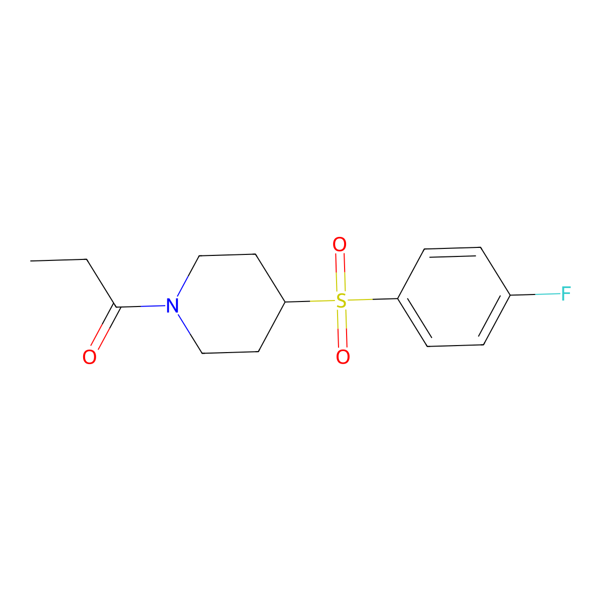 1-(4-((4-Fluorophenyl)sulfonyl)piperidin-1-yl)propan-1-one molecular structure, CAS 1448053-12-0