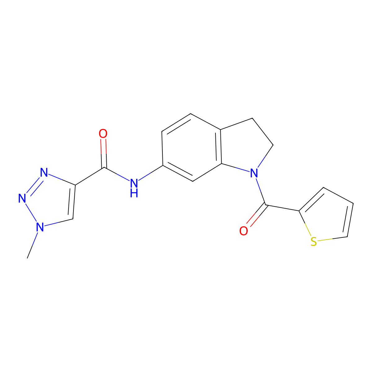 1-methyl-N-(1-(thiophene-2-carbonyl)indolin-6-yl)-1H-1,2,3-triazole-4-carboxamide molecular structure, CAS 1448053-14-2