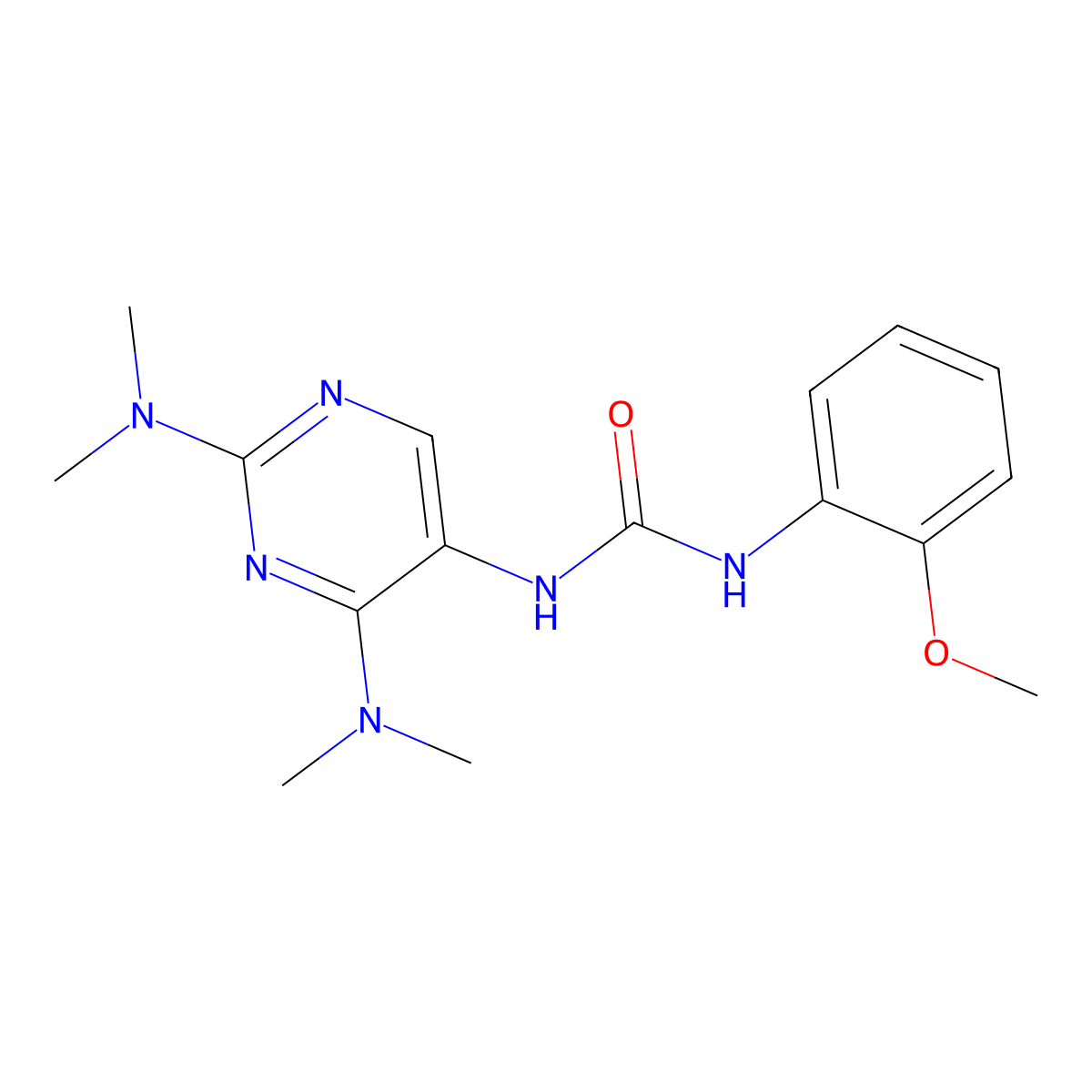 1-(2,4-Bis(dimethylamino)pyrimidin-5-yl)-3-(2-methoxyphenyl)urea molecular structure, CAS 1448053-19-7