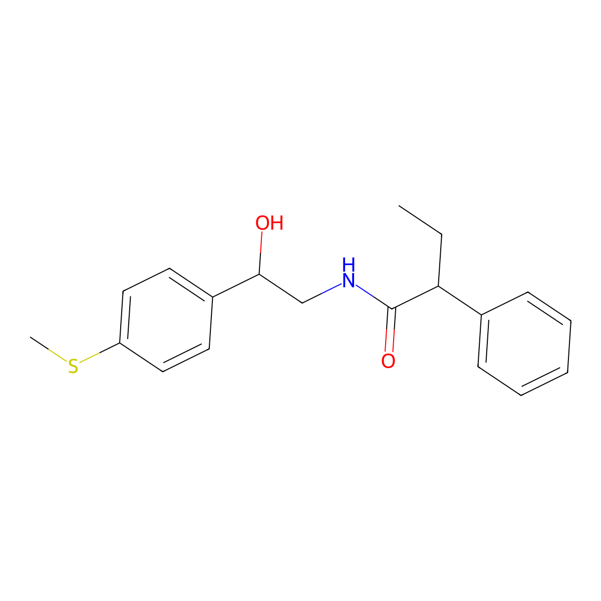 N-(2-hydroxy-2-(4-(methylthio)phenyl)ethyl)-2-phenylbutanamide molecular structure, CAS 1448053-26-6