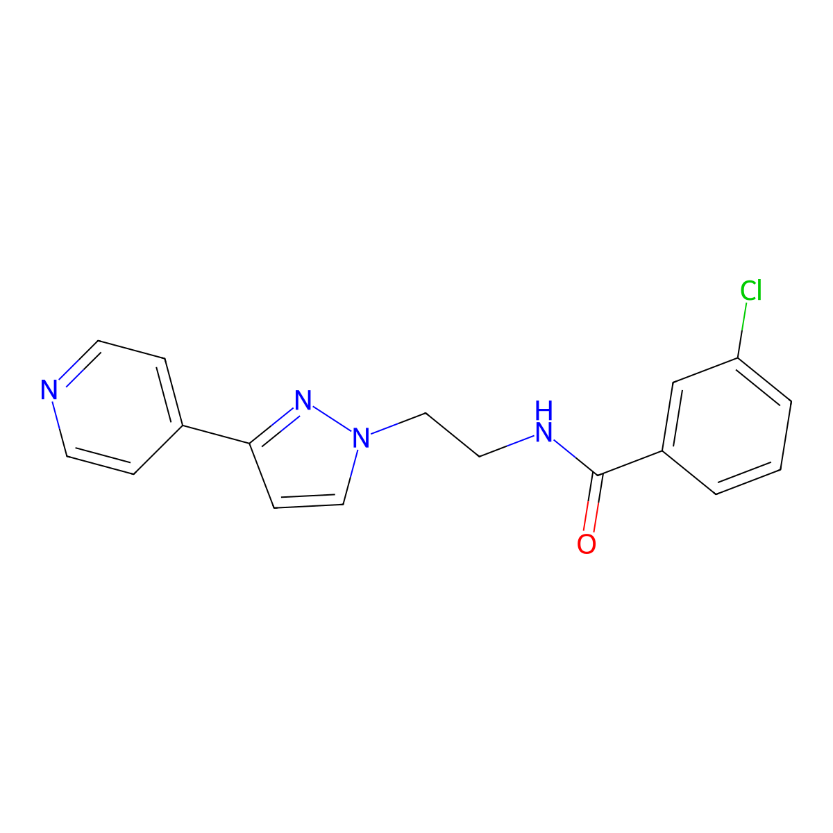 3-chloro-N-{2-[3-(pyridin-4-yl)-1H-pyrazol-1-yl]ethyl}benzamide molecular structure, CAS 1448053-31-3