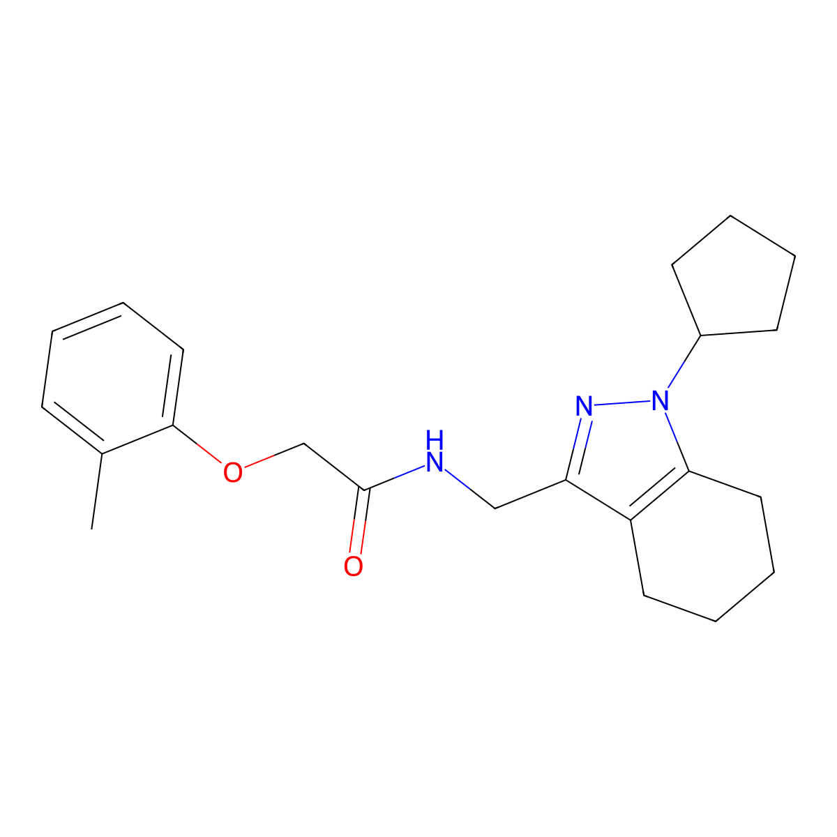 N-((1-cyclopentyl-4,5,6,7-tetrahydro-1H-indazol-3-yl)methyl)-2-(o-tolyloxy)acetamide molecular structure, CAS 1448053-35-7