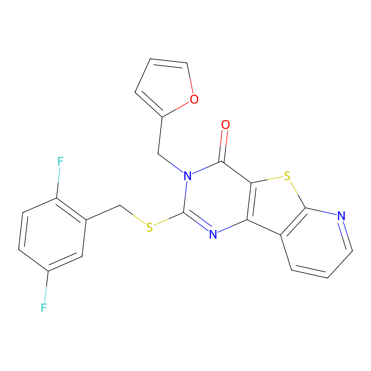 4-{[(2,5-Difluorophenyl)methyl]sulfanyl}-5-[(furan-2-yl)methyl]-8-thia-3,5,10-triazatricyclo[7.4.0.0^{2,7}]trideca-1(9),2(7),3,10,12-pentaen-6-one molecular structure, CAS 1448053-39-1